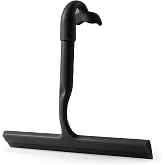 Shower Squeegee for Glass Doors, 9.8" W-Silicone, Streak-Free, Black | One-Piece Silicone Squeegee, Fishtail Hook, Non-Slip Grip, Quiet Glide; Tile, Mirrors, Windows &amp; Glass, Housewarming Gifts