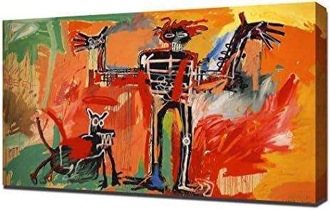 Boy and dog in a johnnypump - Jean-Michel Basquiat - Canvas Art Print