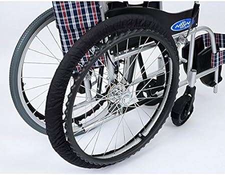 Amazon 自走式車いす専用タイヤrakuカバー 収納袋付 ブラック フロント 6インチ リア 22インチ 1台分 Sr 1b 笑和 車いす用小物 不明 車いす付属品