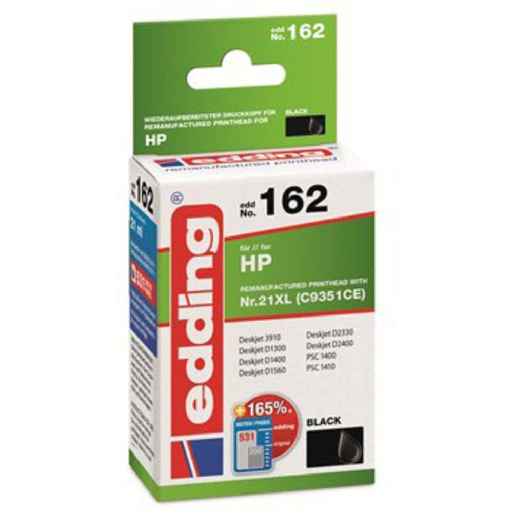 Edding 18-162 EDD-162 Ink Cartridge Black Suitable for HP 21XL (C9351CE)