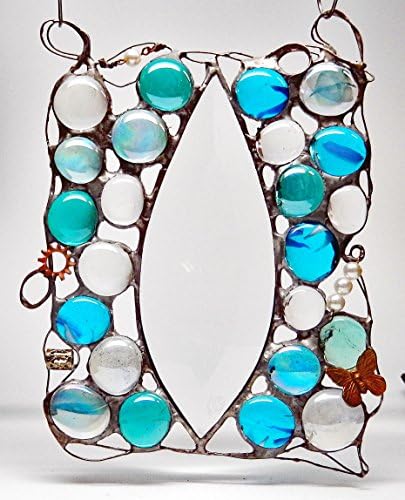 Aqua, turquoise Glass Jewels and a clear glassbevel with vintage findings and wire work