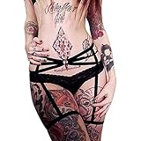 YIWULA Womens Sexy Elastic Goth Leg Garter Belt Leg Decoration Harness Pantie Lingerie (M)