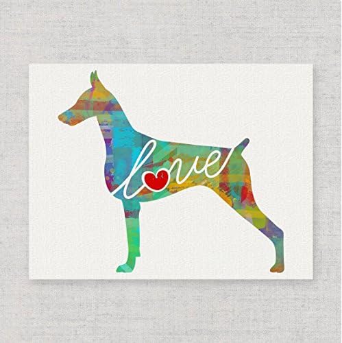 Doberman Love - Watercolor-Style Print / Poster on Fine Art Paper - Can Be Personalized