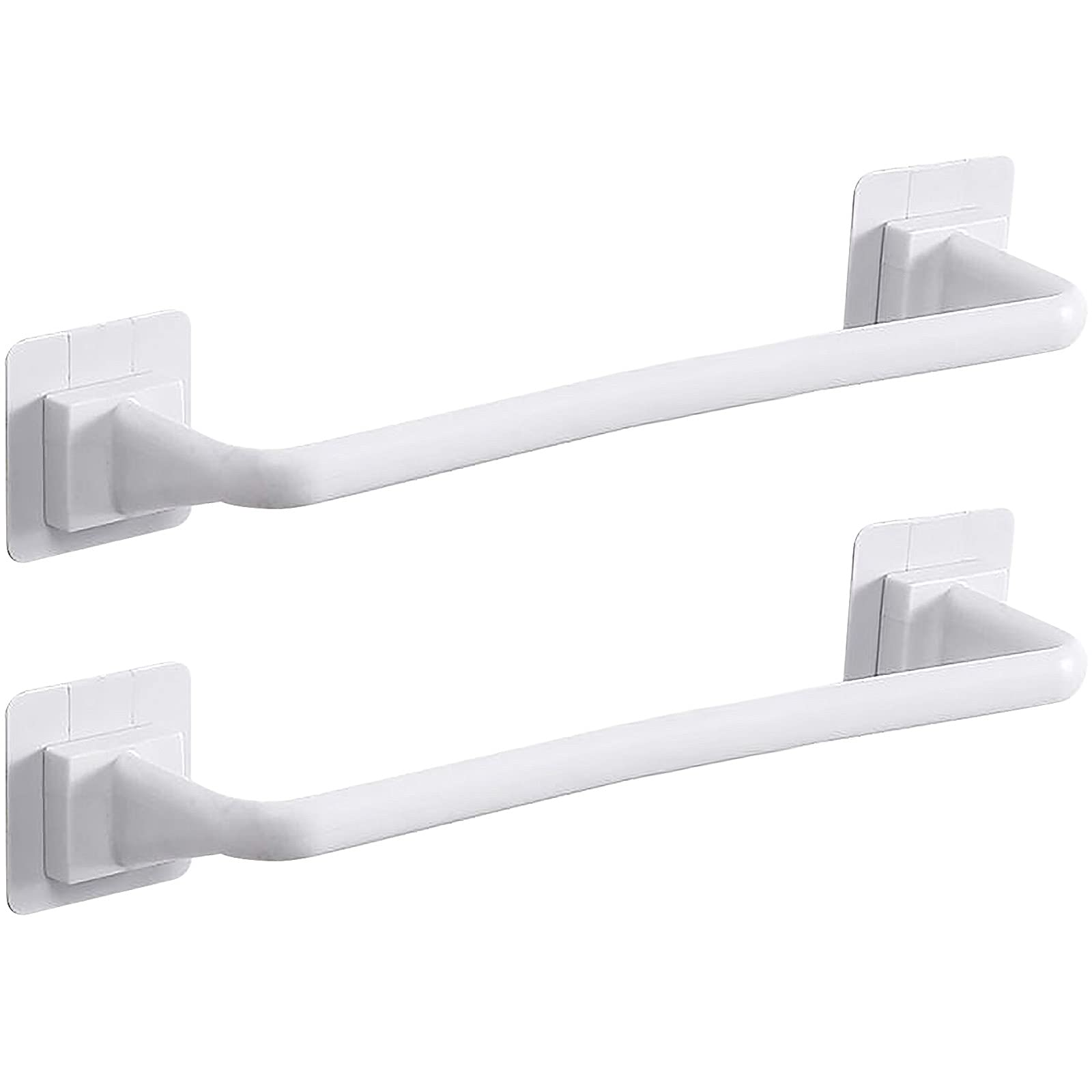 2 Pieces Towel Bar rail, Plastic Wall mount Pot Lid Rack, Self Adhesive Hanger Rail Organizer Holder, Bar Bathroom Accessories, for Kitchen Bathroom Toilet (White, 34 cm)