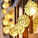 Goodia Battery 1.2M 10 LED 4cm White Rattan Ball String Lights for Indoor,Bedroom,Curtain,Patio,Lawn,Landscape,Fairy Garden,Home,Wedding,Holiday,Christmas Tree,Party(Warm White)