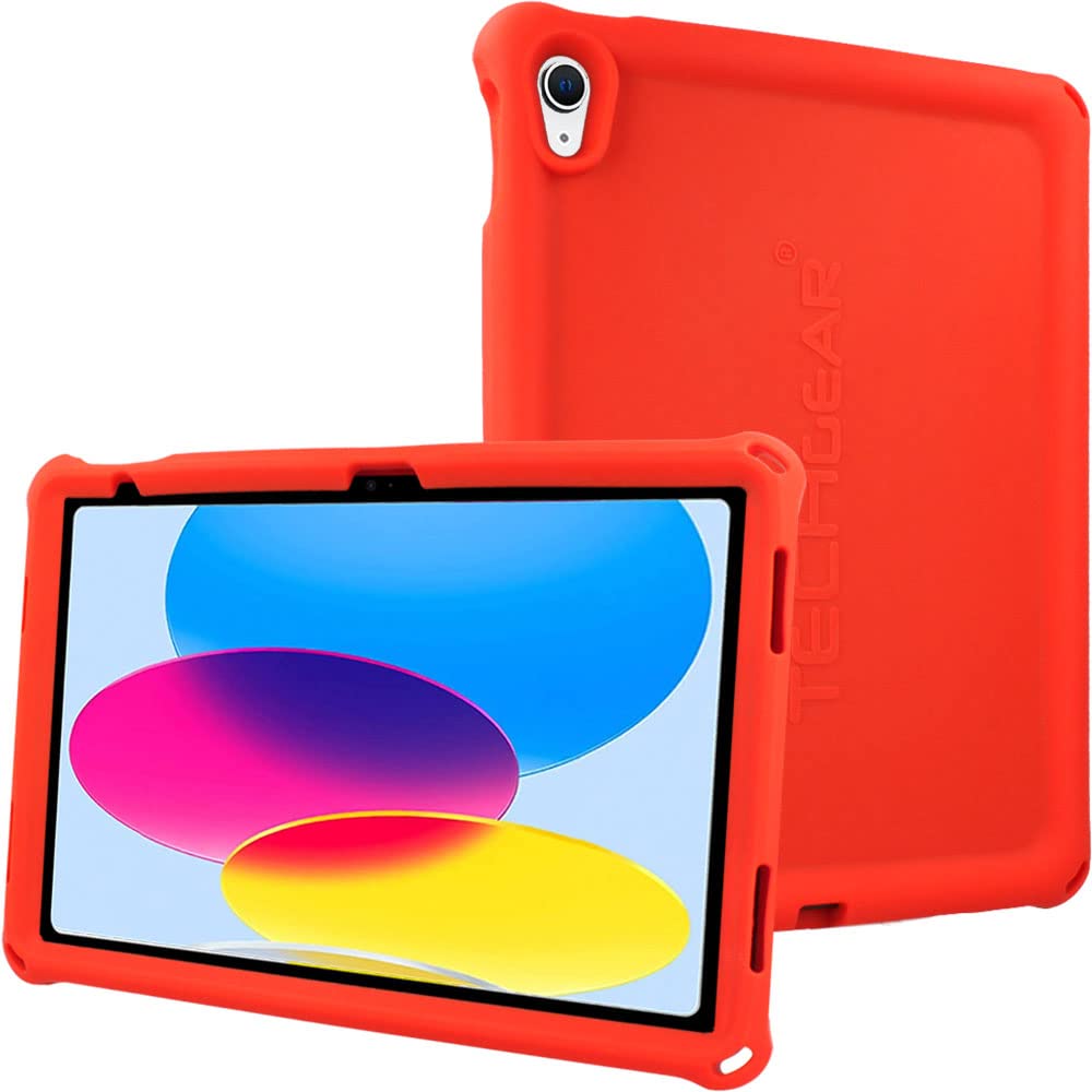 TECHGEAR Bumper Case for iPad 11" A16 (11th Gen 2025) & 10.9" (10th Gen 2022) – Rugged Kids Drop-Proof Silicone Cover w/Easy Grip, Anti-Slip Corners, Screen Film, Shockproof School-Friendly Design
