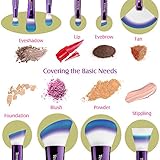 Terresa Mermaid Makeup Brushes Set, Face Foundation Blush Contour Fan Brush for Liquid Powder Makeup, Eyebrow Eyeshadow Lip Brush, Gradient Handle, Soft Dense Synthetic Bristle, 10pcs