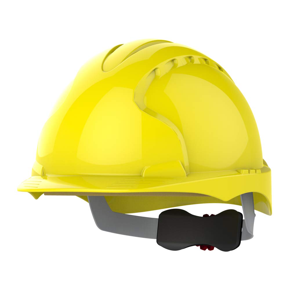 JSP EVO3 Safety Helmet Hard Hat - Non-Vented - Yellow - Wheel Ratchet Adjustment - Comfortable Adjustable Fabric Harness - Lightweight - For Construction, Electrical & Industrial - EN397, EN50365