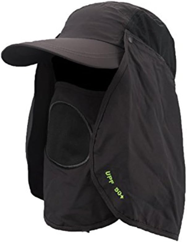 Unisex Outdoor Sun Hat Men Women Folding Legionnaire Cap with Flap Detachable Fully Sun Protection Fishing Bucket Adjustable Breathable Baseball Cap with Neck Protection Chin strap Hiking Hat UPF 50+