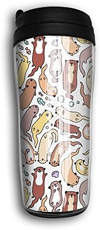 Funny Travel Mug Glass Humor Design A Happy Otter Cartoon Animal Swirl Trendy Coffee Cup