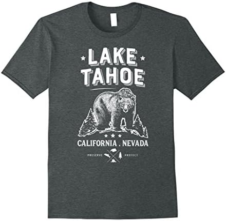 Mens Lake Tahoe California Nevada Vintage Bear T Shirt Men Women Medium Dark Heather