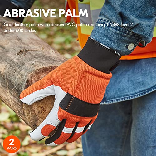 Vgo 2Pairs Chainsaw Work Gloves Saw Protection on Left Hand Back (Size