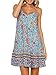 Womens Boho Beach Dress - Floral Spaghetti Strap Sleeveless V Neck A line Swing Casual Sundress Beachwear