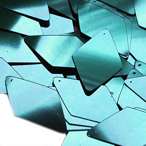 Teal Blue Green Sequin Long Diamond 1.75 inch Metallic Couture Loose Paillettes Made in USA.