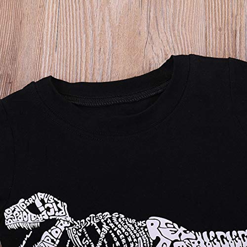 Hot Sale! Toddler Kids Baby Boys Dinosaur Pajamas Cartoon Print T Shirt Tops Shorts Outfits Set (Black, 2T)