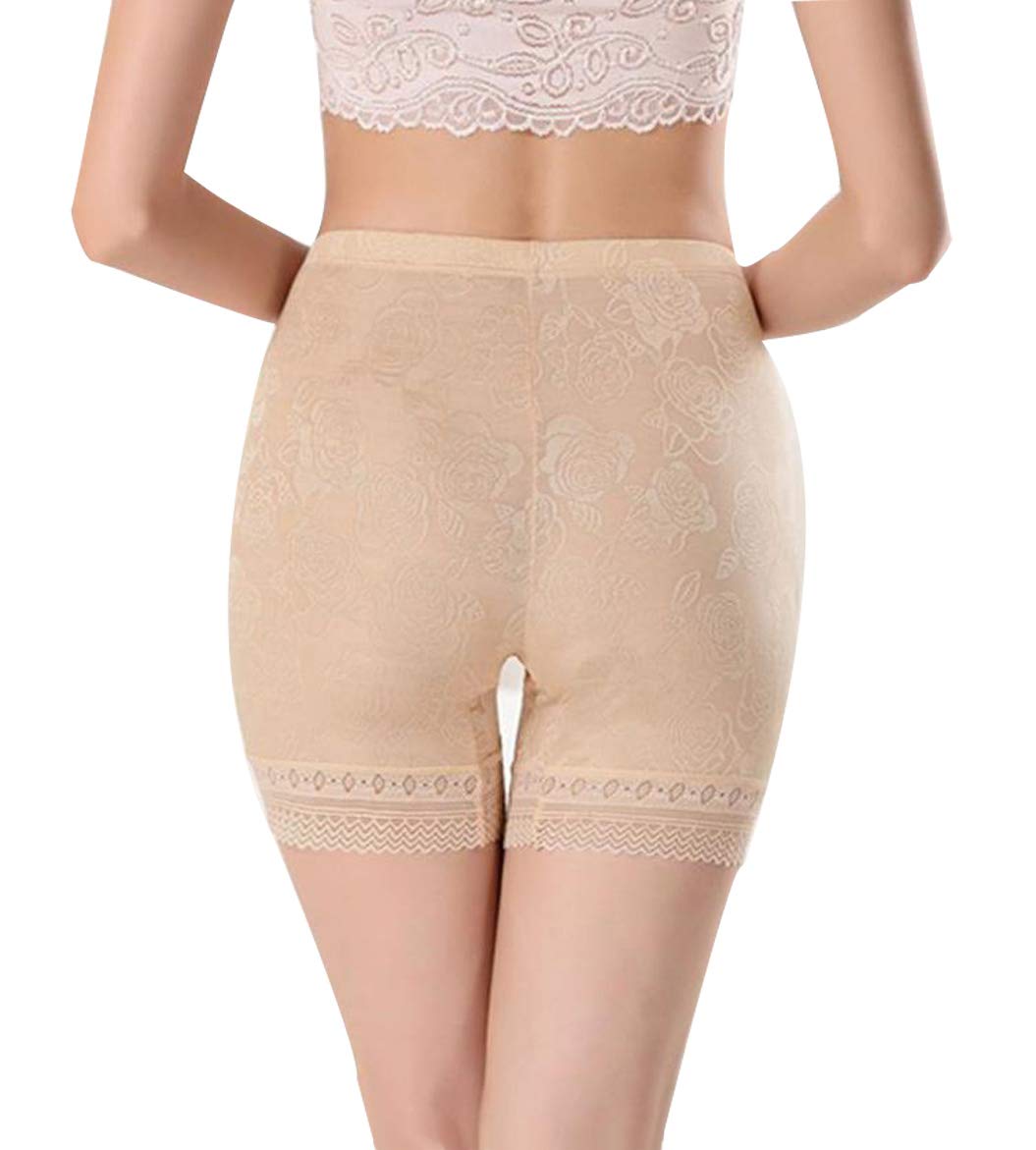 LONTG Women Anti Chafing Shorts Underskirt Shorts Safety Shorts Pants Soft Stretch Leggings Knickers Summer Ice Silk Lace Shorts Floral Boxer Shorts Boyshorts Thin Breathable for Yoga Cycling Dance