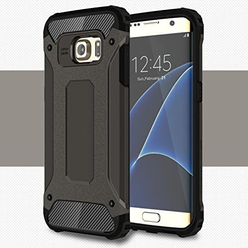 Dual tough armor tech back cover for samsung galaxy s7 edge case (Black)