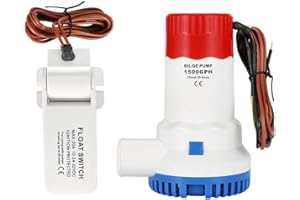 AIRTAK Bilge Pump DC12V 1100GPH/1500GPH Automatic/Non-Automatic 12 Volt Electric Water Pump Low Noise with The Switch for Ponds,Pools,Boat Caravan RV