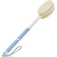 Backski Back Scrubber Anti Slip for Shower,Shower Brush Long Handle with Stiff and Soft Bristles,Body Exfoliator for Bath or