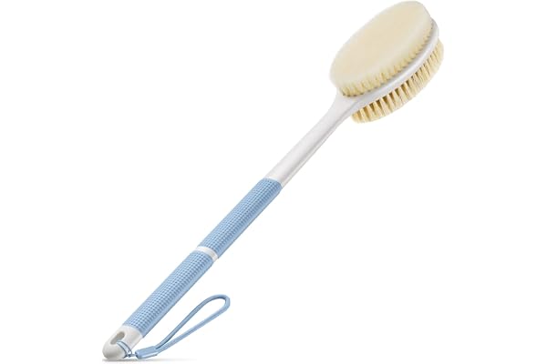 Backski Back Scrubber Anti Slip for Shower,Shower Brush Long Handle with Stiff and Soft Bristles,Body Exfoliator for Bath or