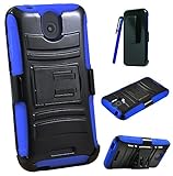 The3Knights[TM] HTC Desire 510 Armor Hybrid Kickstand Phone Case Cover + The3Knights[TM] Classic Stylus Pen (Holster Blue)