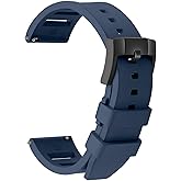 ULLCHRO Quick Release FKM Rubber Watch Bands Fluororubber Watch Band Replacement Strap for Men Women Soft Breathable Diving Strap with Black Buckle 19mm 20mm 21mm 22mm 24mm