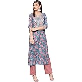 Idalia Women's Blue Jaal Print Cotton Kurta