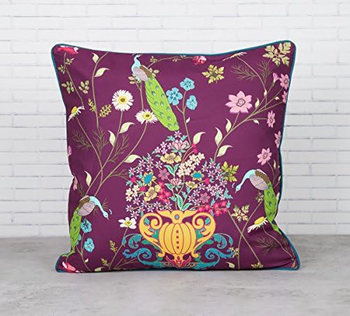 18 x 18 inch Square Decorative Floral Designer Satin Blend Cotton Throw Pillow Cushion Cover Case Chair Seat Pillowcase For Living Room, Kids, Study, Travel, By Klamod India