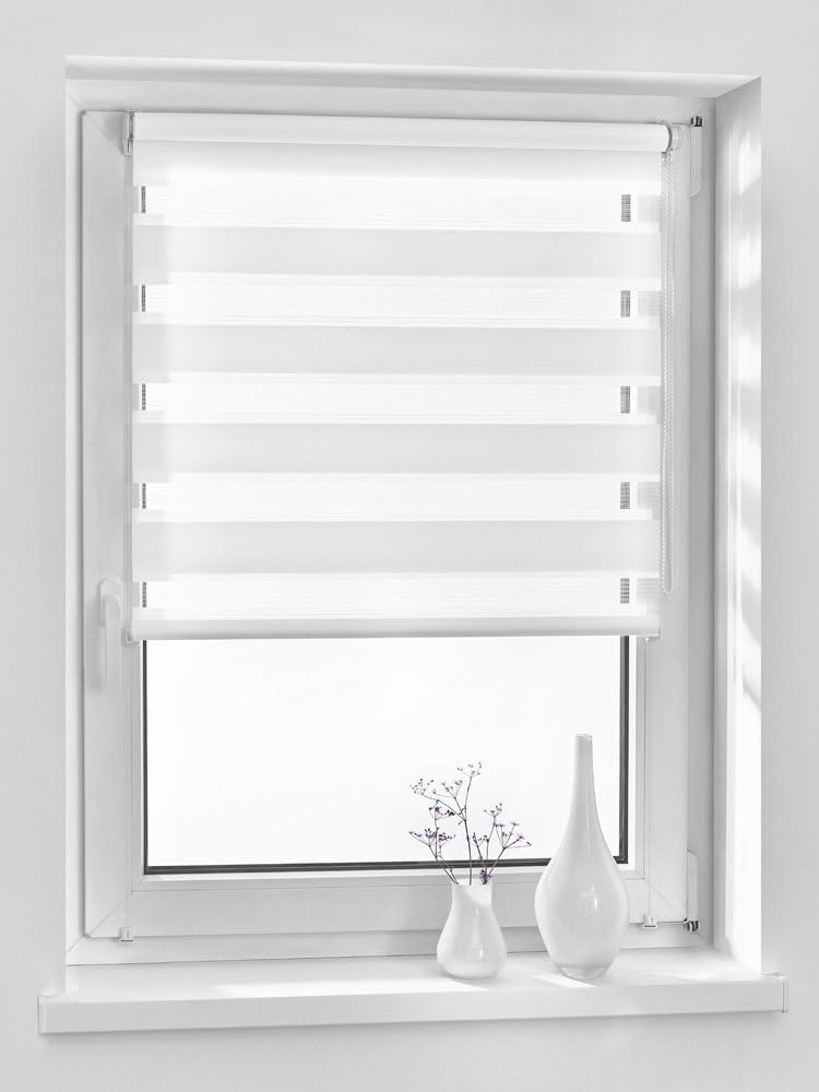 Vidella ZZ1 98 Double Window Zebra Roller Blind Fittings 98 cm White