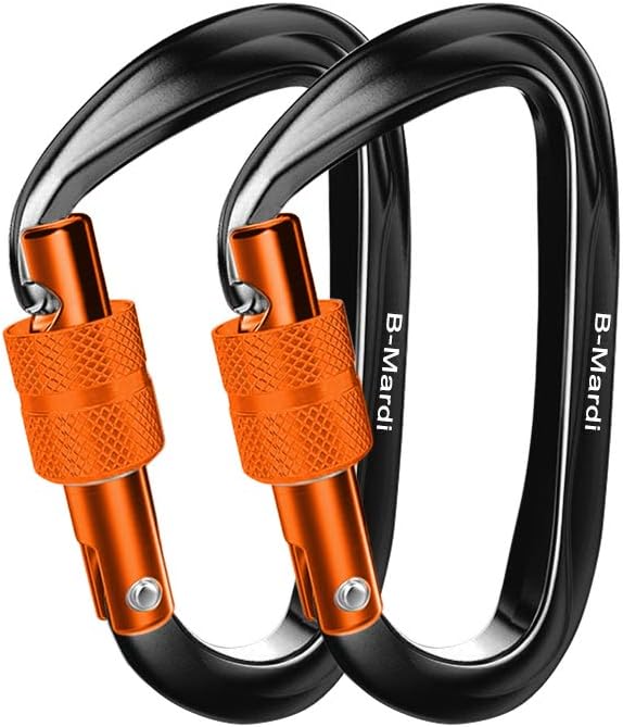 B-Mardi Ultra Sturdy Locking Carabiner Clips, 2 Pack, 12KN (2697 lbs) Heavy Duty Caribeaners for Hammocks, Camping, Hiking, Swing, Locking Dog Leash and Harness, Outdoor, Hiking & Utility : Sports & Outdoors