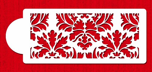 Designer Stencils Damask Cake Tier 2 Cake Stencil, Beige/Semi-Transparent