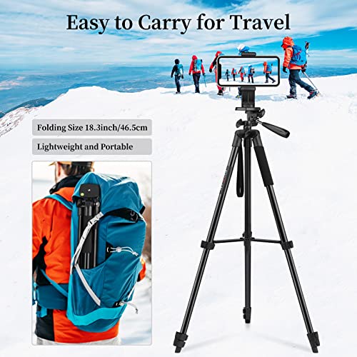 JOILCAN Tripod for High Mobile, 161 cm Selfie Stick Tripod with Remote Control, Portable Tripod with Mobile Phone Holder, Aluminum Mobile Tripod for iPhone Samsung Huawei Camera