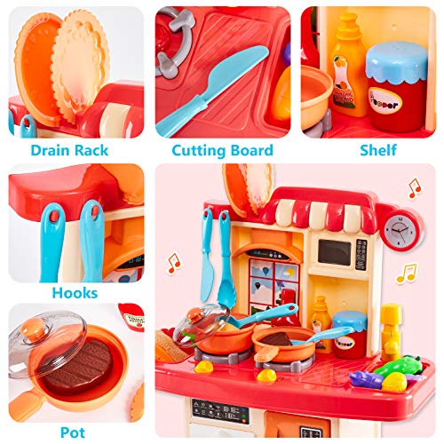 HERSITY Kinder Spielküche Kinderküche Zubehör mit Licht und Sound Herd Spüle Backofen Kochgeschirr Spielzeug… – Bild 4