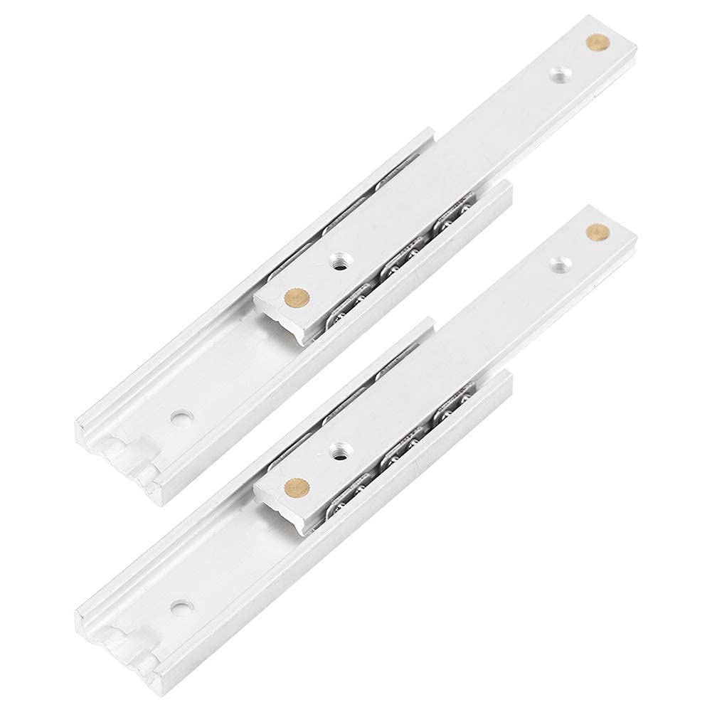 Fdit 2pcs Aluminum Alloy Heavy Runners Ball Bearing Drawer Slides Telescopic Rail Durable Smooth Slide for Drawer Cabinet(100mm)