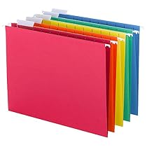 Smead Hanging File Folders, 1/5-Cut Tab, Letter Size, 25 Per Box, Assorted Primary Colors (64059)