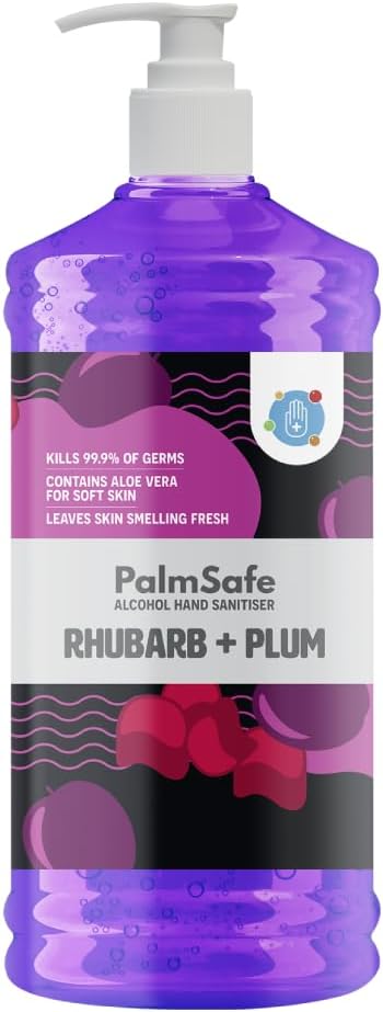 Palm Safe Rhubarb and Plum Hand Sanitiser 1 Litre Pump Bottle