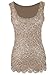 Anna-Kaci Womens Casual Formal Embroidered Lace Sequin Sleeveless Shirt Tank Top
