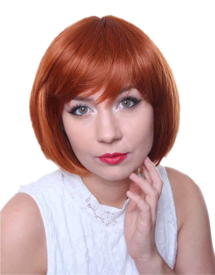 Prettyland Orange Short Hair BOB Cut Straight Wig with Bangs Natural Matt for Daily Life Fashion C531 — image 1