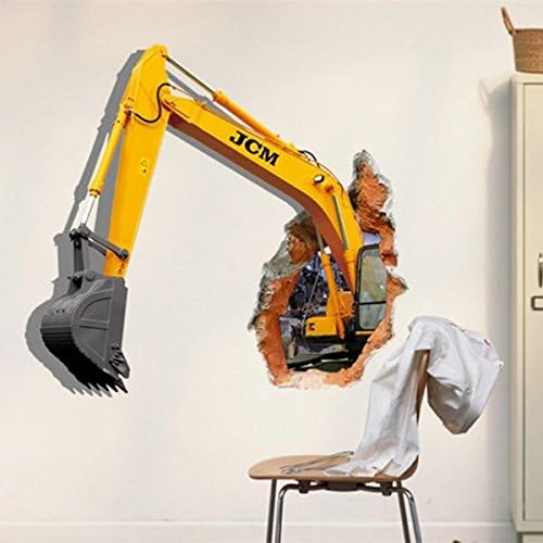 dipshop 3D Excavator Wall Decals Removable Excavating Machine Wall Stickers Home Wall De