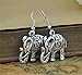 SUNSCSC Silver Plated Cute Carve Turquoise Pendant Elephant Necklace Ear Wire Hook Dangle Earrings Set (1 Pair Earrings)