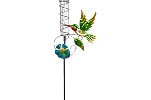 Venniy Rain Gauge Outdoor Decorative,Solar Garden Rain Gauge,5" Capacity Glass Tube Metal Hummingbird Shape for Garden Yard Lawn