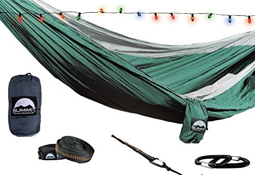 Summit Goods Best Premium Camping Hammock FREE STRAPS INCLUDED - Parachute Nylon Ultralight Fabric - XL Double &amp; Single Person - Hiking Tent Beach Chair Travel Better Than Bear Butt ENO w/ Accessories