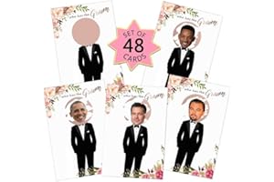 MORDUN Floral Bridal Shower Games - Who Has The Groom Scratch Off Celebrity Cards Tickets for 48 Guests - Funny Bachelorette Party Games Ideas - Rose Gold White