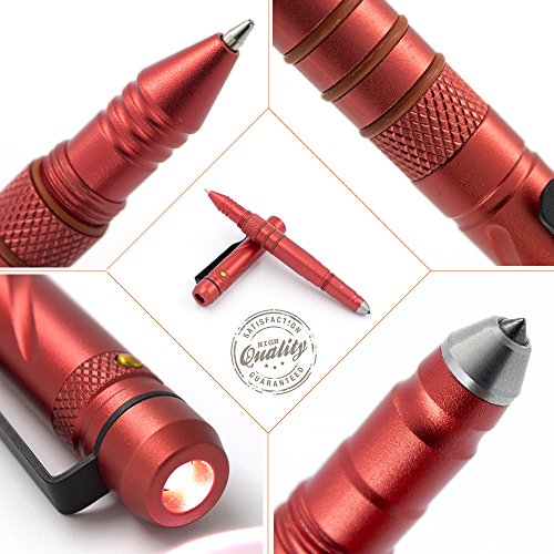Aotedor Aircraft Aluminum Tactical Pen with Tungsten Carbide Tip Sturdy Stanless Steel - Red - Thumbnail 3