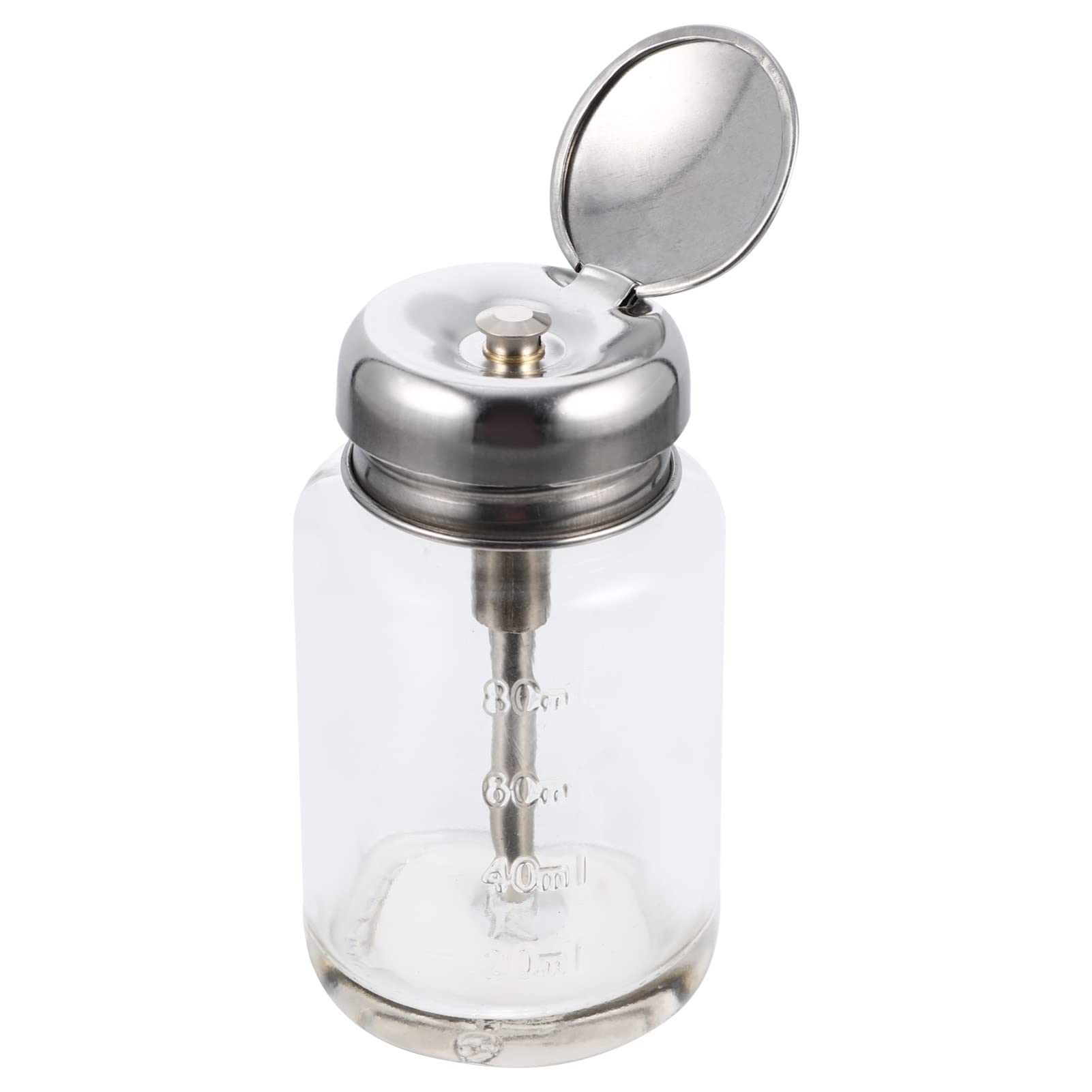 Luxshiny Monomer Dispenser Push Down Pump Dispenser Bottle, Glass Pump Dispenser Glass Nail Polish Remover Bottle for Nail Polish Makeup Remover Press Down Dispenser
