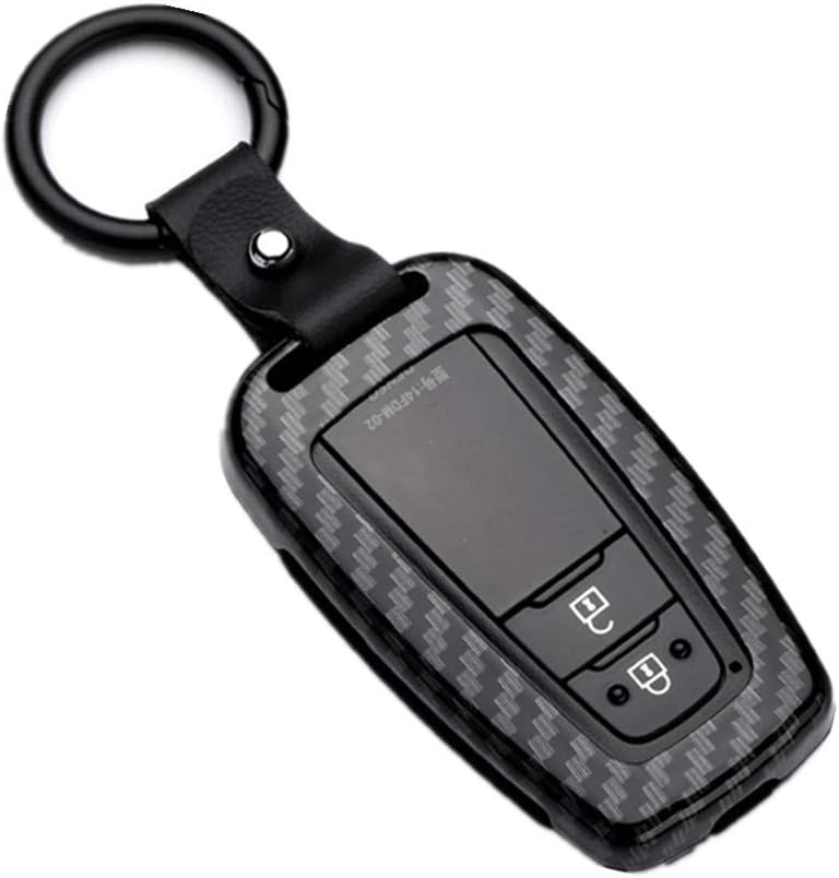 Happyit Zinc alloy Carbon Fiber Car Key Cases Cover Shell for Toyota CHR C-HR Prado Prius Camry Corolla RAV4 2 3 4 Buttons Keyless Keychain (Black)