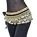 MUNAFIE Belly Dance Hip Scarf Belly Dancing Multi-Row Coin Noisy Belt Skirt Black