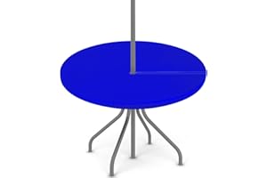WNRRNW Outdoor Tablecloth with Umbrella Hole and Zipper, Royal Blue Round Elastic Fitted Table Cloth, Outdoor Picnic Patio Ta