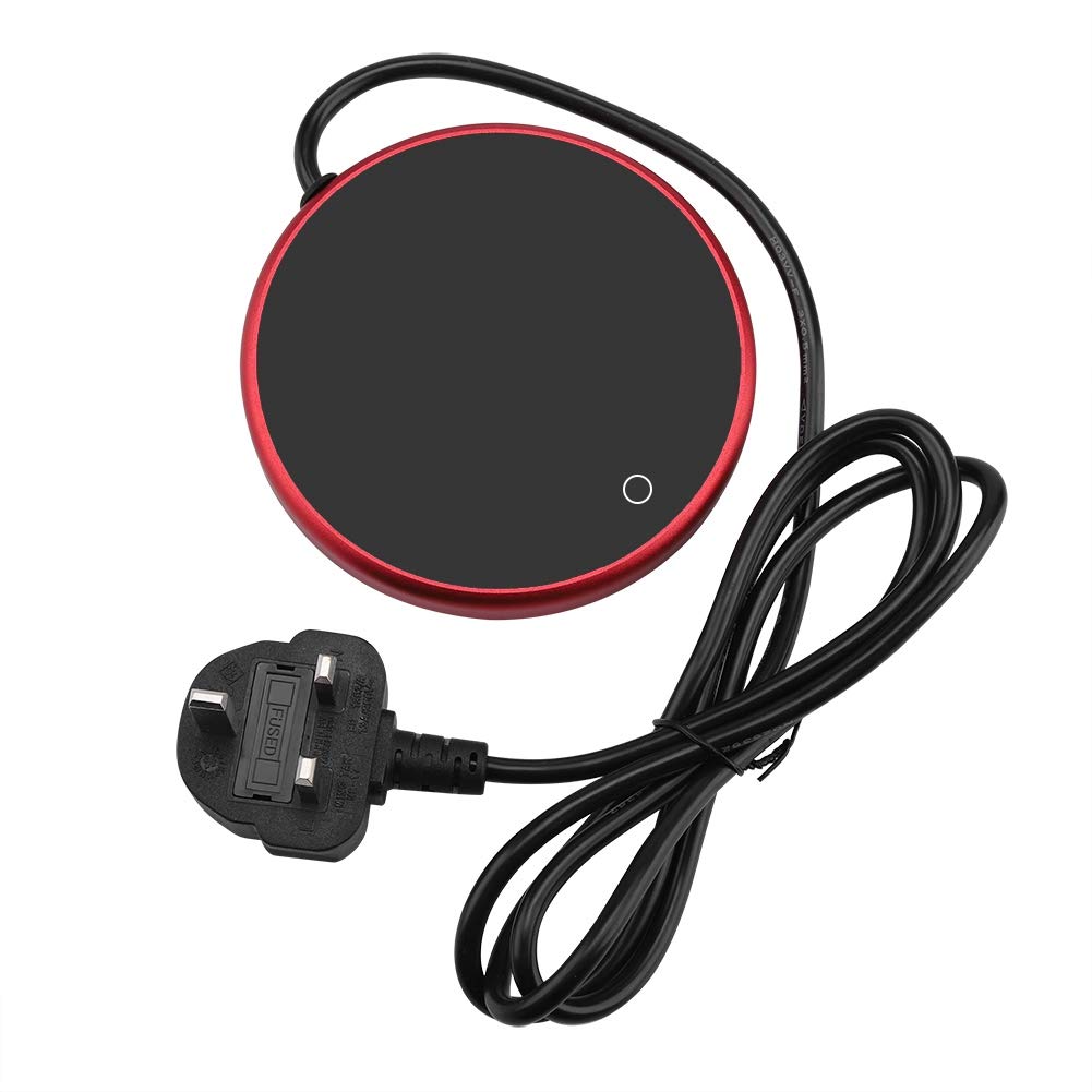 Electric Cup Warmer Pad Desktop Tea Coffee Milk Mug Heater Coaster Tray Household Office Supplies 220-240V(Red UK Plug)