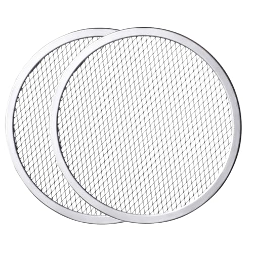 Xoeryoy Pizza Screen 2Pcs 10in Pizza Tray for Oven Round Pan with Holes Non-Stick Smooth Food Grade Aluminium Alloy Pans for Home Restaurant